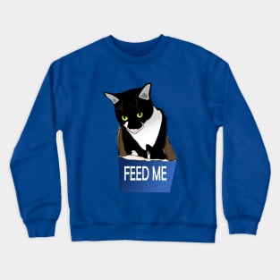 Cute Tuxedo Cat Hungry Cat in a Box  Copyright by TeAnne Crewneck Sweatshirt